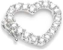 1x Sterling Silver Heart Connector with CZ Crystals - 25mm Adjustable Necklace Clasp