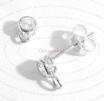 2x Sterling silver CZ Crystal Stud earring loop post