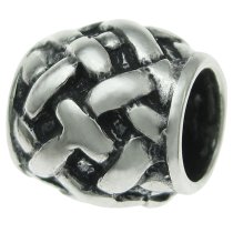 Antique Sterling Silver NET Bead 8.8mm for European Charm Bracelets
