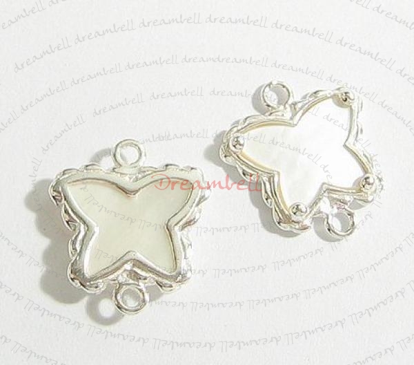 STERLING SILVER FLOWER BUTTERFLY Connector Bead 17mm W/ MOTHER OF PEARL