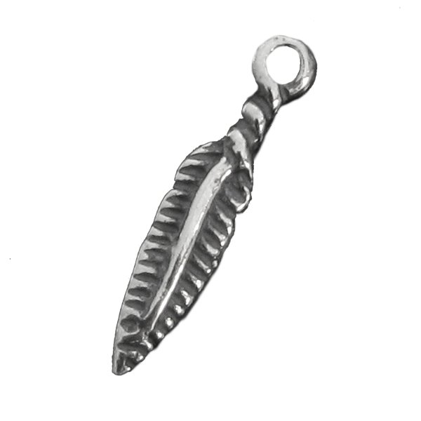 4x Sterling silver Feather dangle Charm 16mm