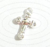 2x Bright Sterling silver LITTLE HEART CROSS dangle Charm 13.5mm