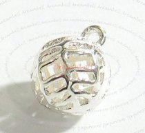 1x Bright Sterling silver ROUND MESH NET BALL dangle Charm 13.5mm