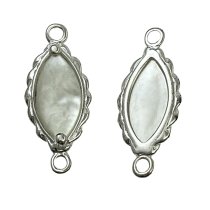 STERLING SILVER ALMOND Connector Bead 21mm W/ MOTHER OF PEARL