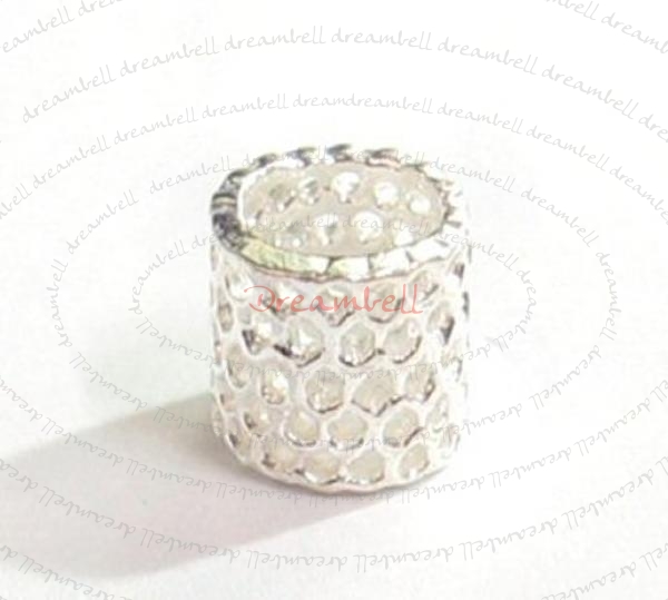 STERL SILVER Mesh ROUND TUBE BEAD for European Charm Bracelets 7.7mm