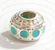 Sterling silver Bead with TURQUOISE stone for European Charm Bracelets