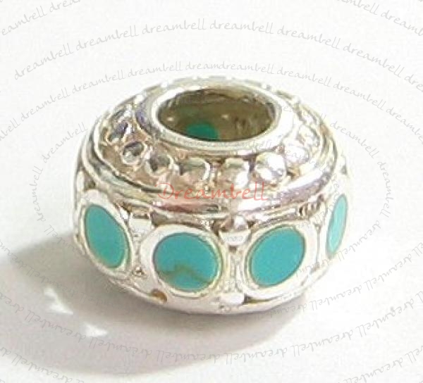 Sterling silver Bead with TURQUOISE stone for European Charm Bracelets