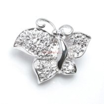 Sterling Silver Butterfly Pearl Clasp Enhancer Shortener w/ Cz Crystal Stone