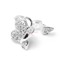 Sterling Silver Butterfly Pearl Clasp Enhancer Shortener w/ Cz Crystal Stone