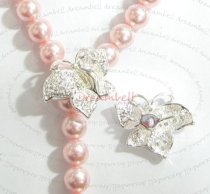 Sterling Silver Butterfly Pearl Clasp Enhancer Shortener w/ Cz Crystal Stone