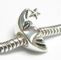 Sterling Silver MOON STAR Bead for European Charm Bracelets