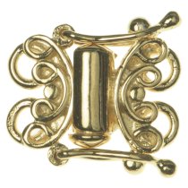 14K Gold Sterling Silver Butterfly 2 strand Pearl Box Clasp