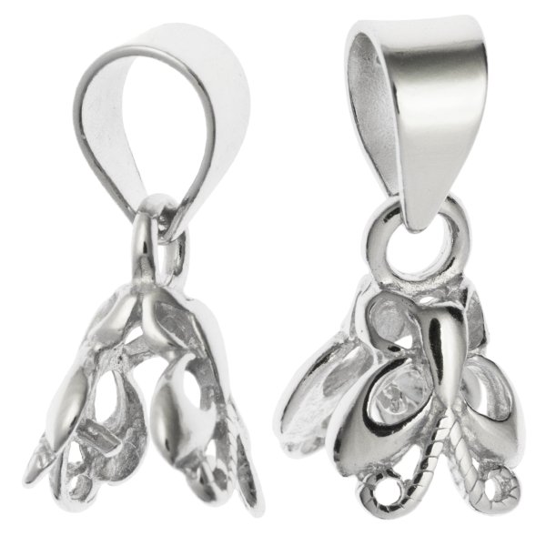 2x BRIGHT STERLING SILVER Bail BUTTERFLY PENDANT CLASP