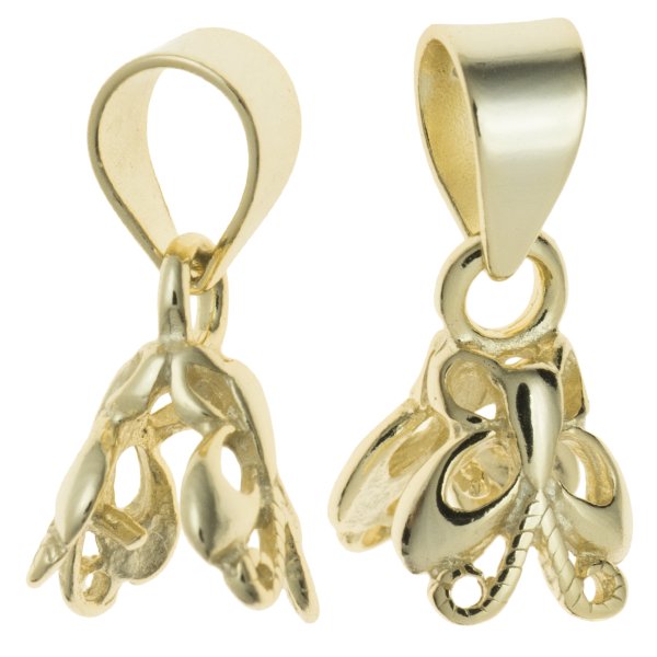 1x 14K Gold Plated BRIGHT STERLING SILVER Bail BUTTERFLY PENDANT CLASP