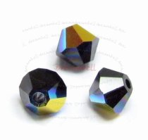 24x Swarovski Elements Bicone Crystal 5301 Jet Black AB 6mm