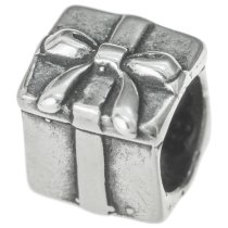 Antique Sterling Silver Gift Box Bead for European Charm Bracelets 8mm