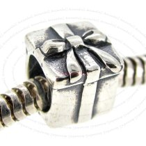 Antique Sterling Silver Gift Box Bead for European Charm Bracelets 8mm