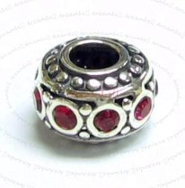 Sterling silver Bead w/ Fuchsia CZ Crystal for European Charm Bracelets