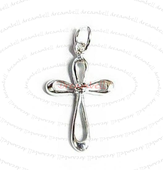 Sterling Silver Jesus Christ Cross Dangle Charm Pendant 20mm