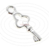 2x STERLING SILVER LITTLE KEY DANGLE CHARM PENDANT 16mm