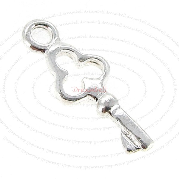 2x STERLING SILVER LITTLE KEY DANGLE CHARM PENDANT 16mm