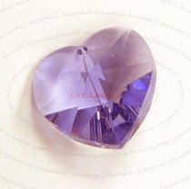 2x Swarovski Crystal Heart Charm pendant Tanzanite 14mm