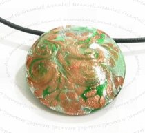 1x HUGE Encased Dichroic Lampwork ROUND FLOWER Glass PENDANT Bead 53mm
