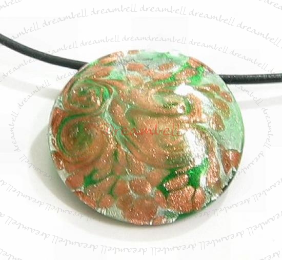 1x HUGE Encased Dichroic Lampwork ROUND FLOWER Glass PENDANT Bead 53mm