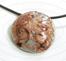 1x HUGE Encased Dichroic Lampwork ROUND FLOWER Glass PENDANT Bead 53mm
