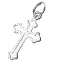 STERLING SILVER JESUS CHRIST CROSS DANGLE CHARM PENDANT 19mm