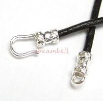 Sterling Silver Crimp Bead End Cap Hook & Eye Clasp for 2mm Leather Bead Cord