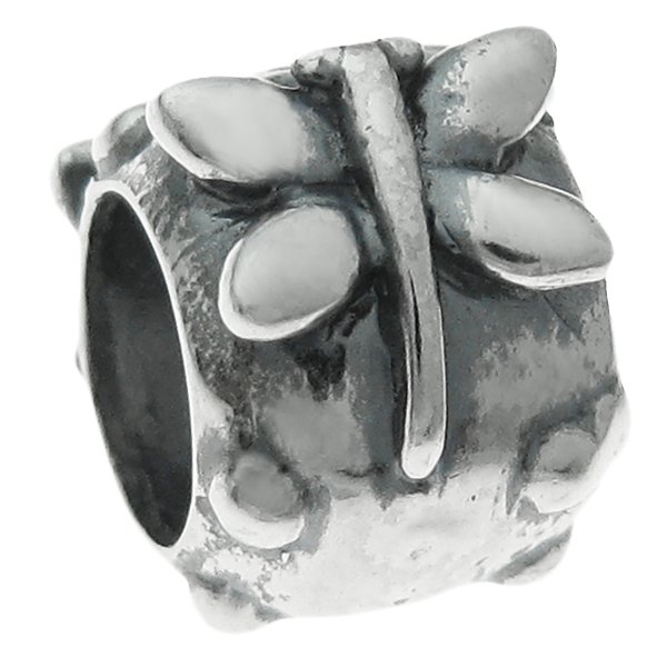 Sterling Silver Dragonfly Butterfly Flower Tube Bead for European Charm Bracelets