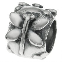 Sterling Silver Dragonfly Butterfly Flower Tube Bead for European Charm Bracelets