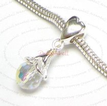 Sterling Silver Clear Crystal Pendant Bead for European Charm Bracelets Using Swarovski Elements Crystal