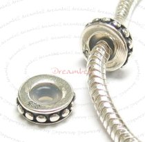 Sterling Silver STOPPER WITH RUBBER DOTS Round Bead for European Charm Bracelets