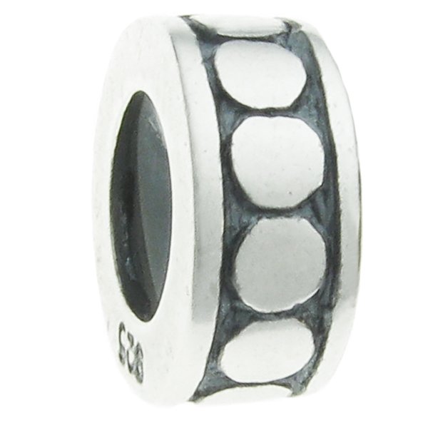 Sterling Silver STOPPER WITH RUBBER CIRCLE DOT ROUND for European Charm Bracelets Bead