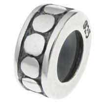 Sterling Silver STOPPER WITH RUBBER CIRCLE DOT ROUND for European Charm Bracelets Bead