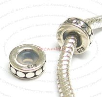 Sterling Silver STOPPER WITH RUBBER CIRCLE DOT ROUND for European Charm Bracelets Bead
