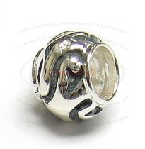 Sterling Silver SWIRL Round for European Charm Bracelets 9mm