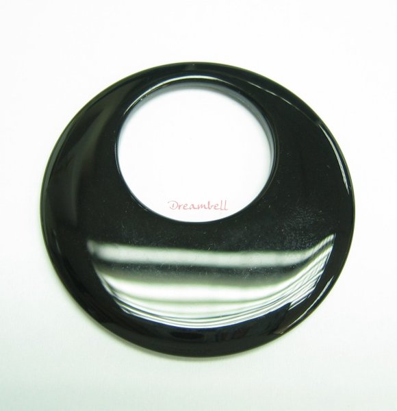 1x Black Agate Round Ring A-Go-go Pendant Focal Bead 50mm