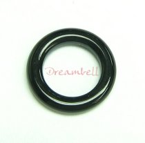 2x Black Agate Onyx Round Ring Pendant Connector 16mm