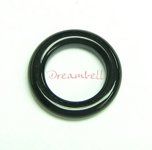 2x Black Agate Onyx Round Ring Pendant Connector 16mm