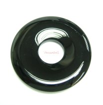 1x Black Agate Round Donut Ring Pendant Focal Bead 50mm