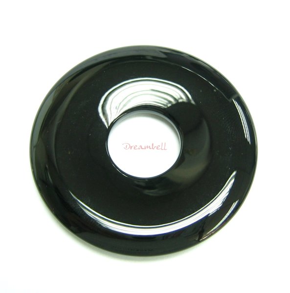1x Black Agate Round Donut Ring Pendant Focal Bead 50mm