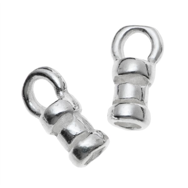 10x Sterling Silver 1mm LEATHER Cord CRIMP END CAP