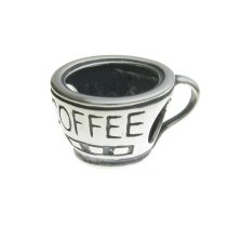 Sterling Silver Coffee Cup Bead for for European Charm Bracelets 15mm
