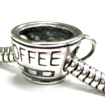 Sterling Silver Coffee Cup Bead for for European Charm Bracelets 15mm