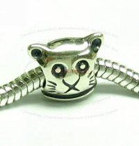 Sterling Silver CAT Bead for European Charm Bracelets 11.2mm