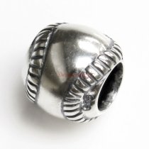 Sterling silver Round Bead Baseball for European Charm Bracelets