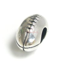 Sterling silver RUGBY Ball Football Bead for European Charm Bracelets